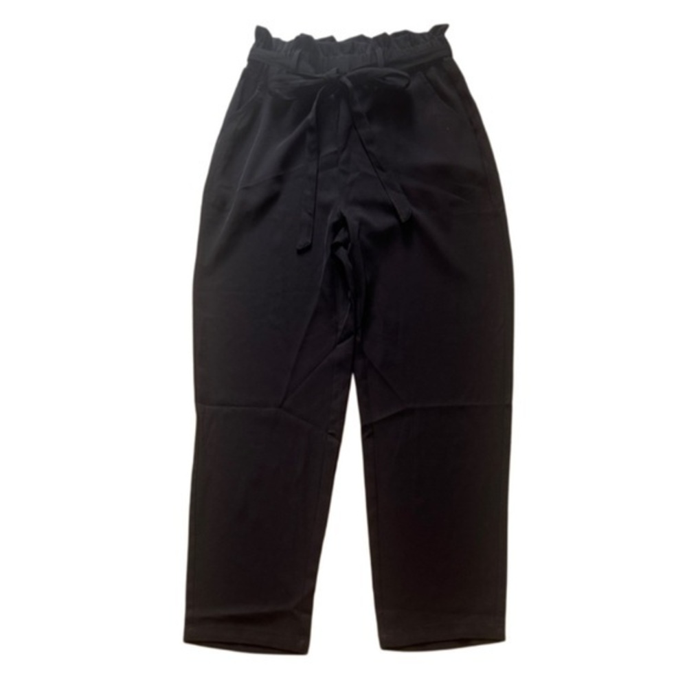 Ginasy Women's Black Tie-Waist Trousers – Stylish, Comfortable, Versatile